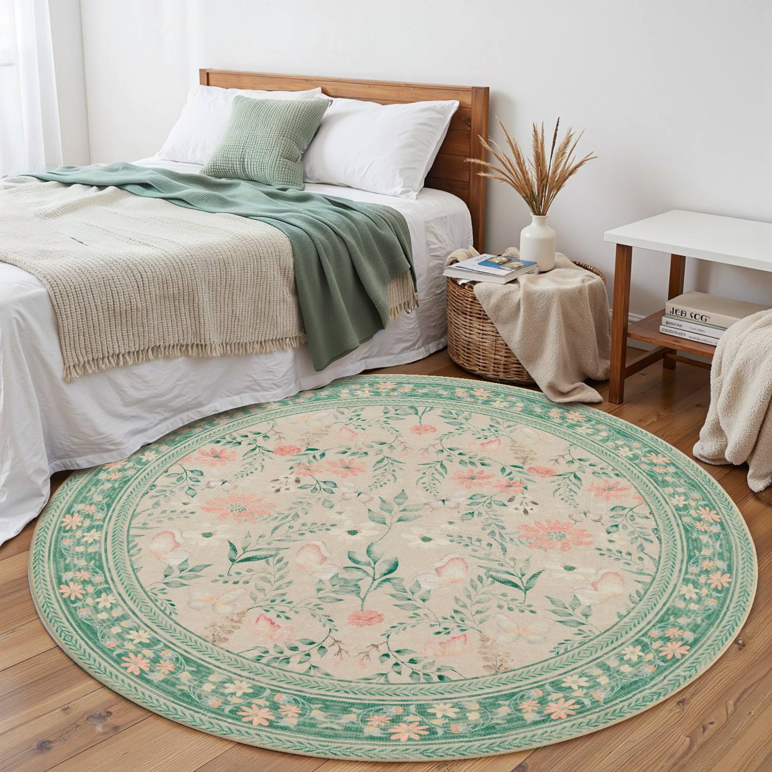 Leaf and Butterfly Dance-Sage Green(4'Round)