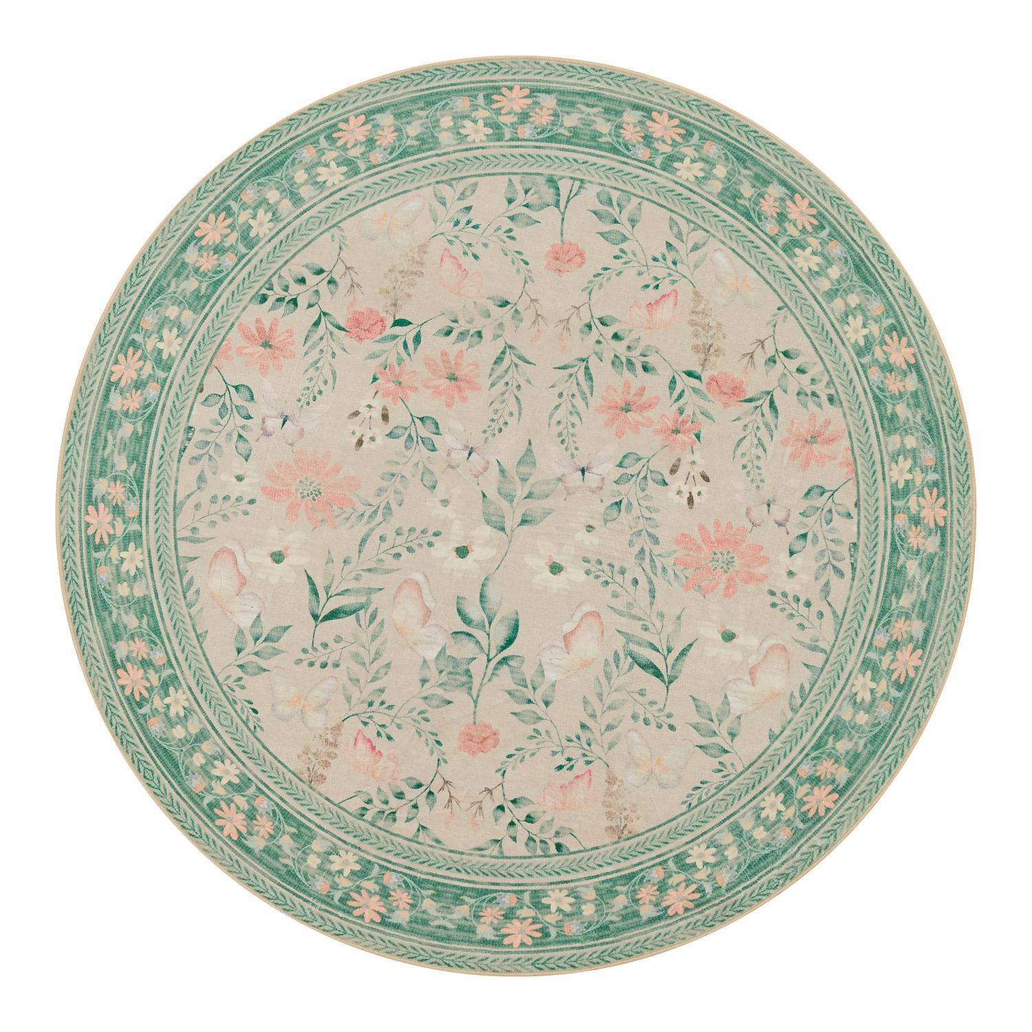 Leaf and Butterfly Dance-Sage Green(4'Round)