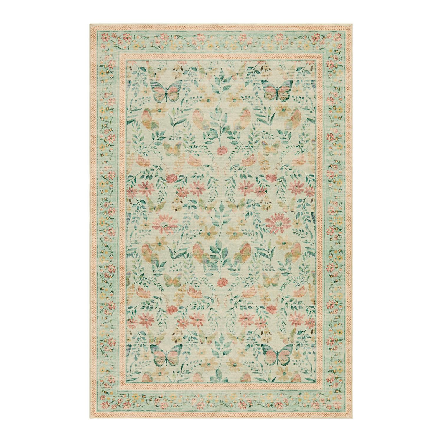 Leaf and Butterfly Dance-Mint Green(2'x3’)